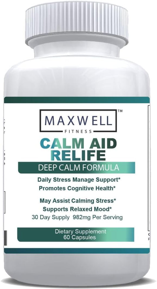 Calm Aid Relife, Deep Calm Lavender Formula, Stress Management Support, 60 Capsules, 982mg
