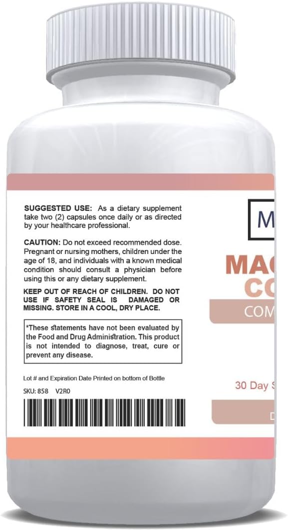Magnesium Glycinate Supplement Complex Formulated with Aquamin, 500mg, 60 Capsules, 30 Day Supply