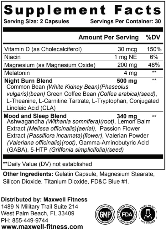 FitEspress Fuel - Lean Burner with Night Burn Blend and Mood & Sleep Blend - Supports Metabolism Boost, Relaxation, and Restful Sleep - 60 Capsules (1)