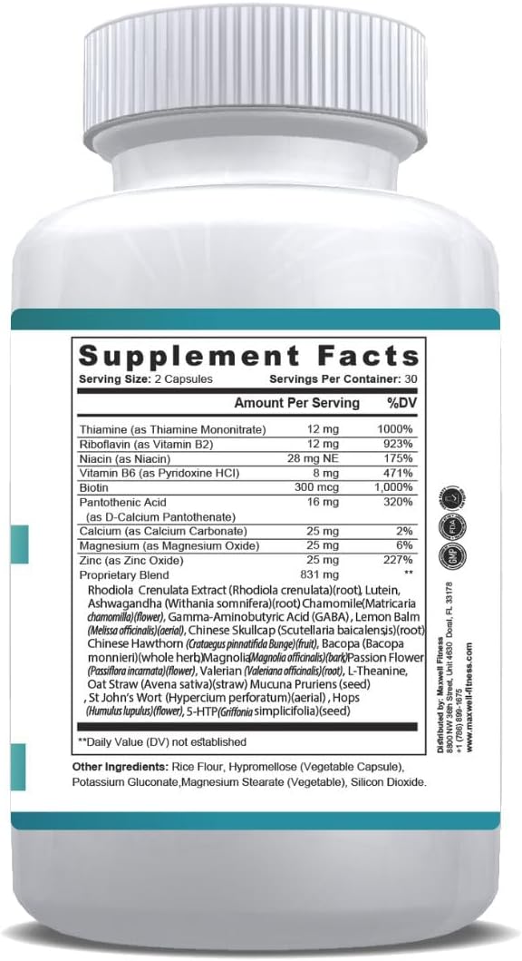 Calm Aid Relife, Deep Calm Lavender Formula, Stress Management Support, 60 Capsules, 982mg