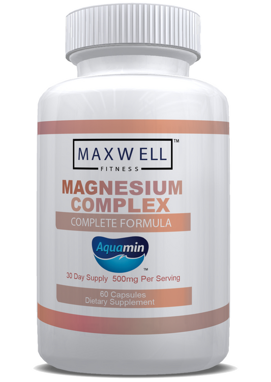 Magnesium Glycinate Supplement Complex Formulated with Aquamin, 500mg, 60 Capsules, 30 Day Supply