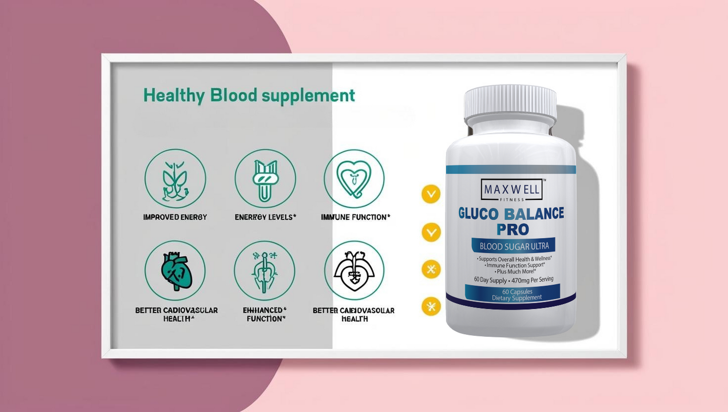 GlucoBalance Pro - Made in USA - Natural Formula to Maintain Healthy Levels, Energy Management, Daily Needs Formula, Blood Balance Formulation, 60 Capsules